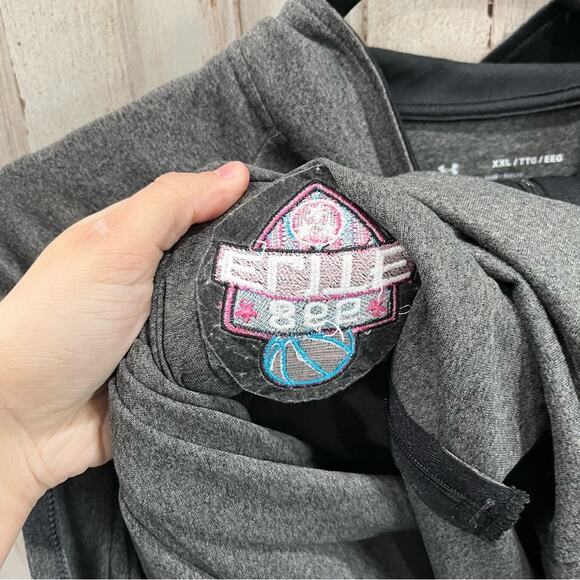 Under Armour Gray Loose Fit Quarter Zip Pullover 865 Elite Embroidered - Picture 3 of 7